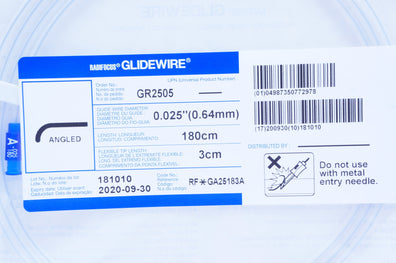 Terumo GR2505 Radifocus Glidewire, Angled 0.025in x 180cm x 3cm (x)